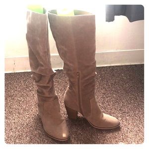 Tall taupe boots- mid calf